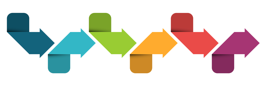 Piler i ulike farger som viser en rekkefølge. Illustrasjon