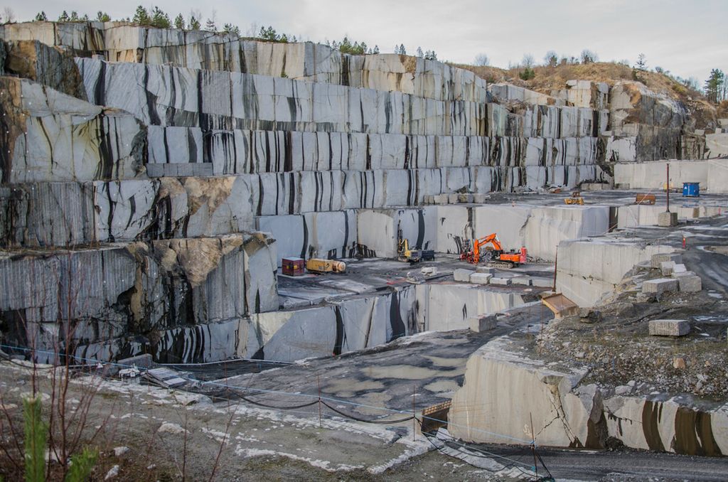Et steinbrudd der skiferheller blir utvunnet. Foto.