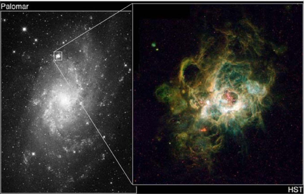 En fjern galakse med mange stjerner vises som en sky av stjerner. Foto.