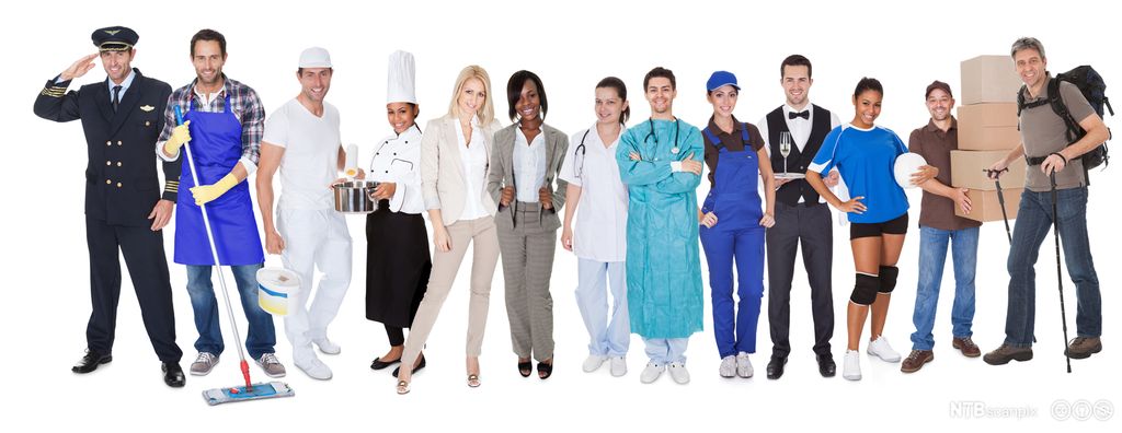 Representanter for forskjellige yrkesgrupper. Foto