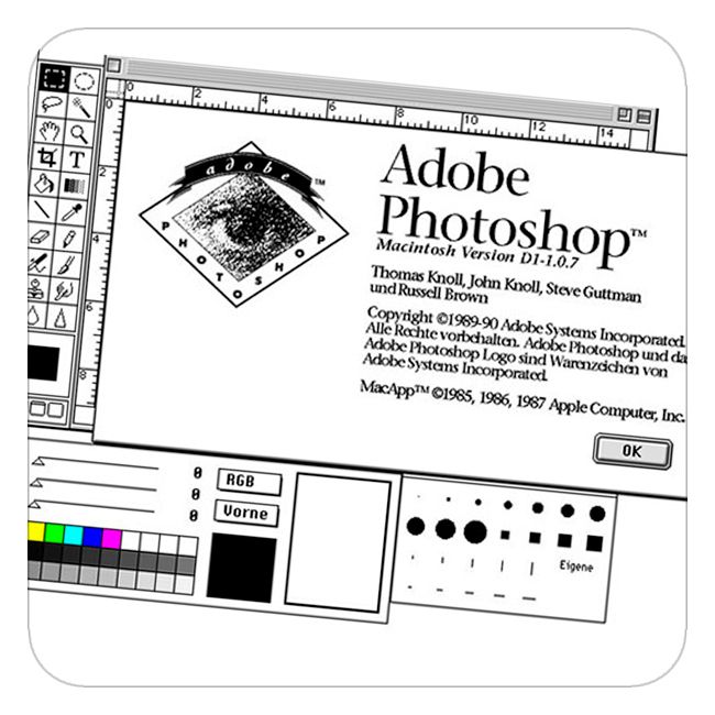 Skjermskudd av inngangssiden til det digitale verktøyet Adobe Photoshop.