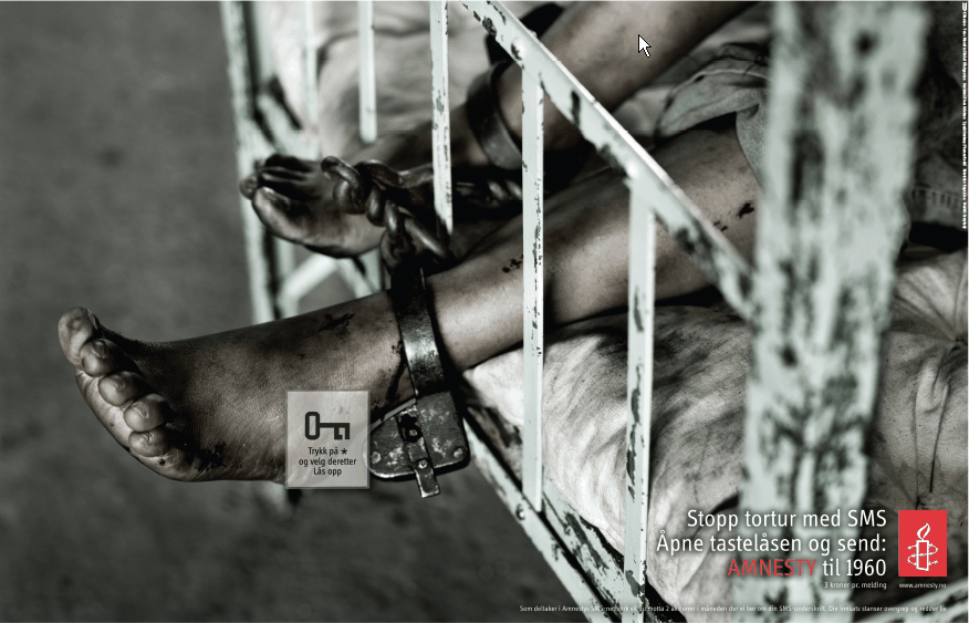 Kampanjebilde for Amnesty International. Bearbeidet foto.