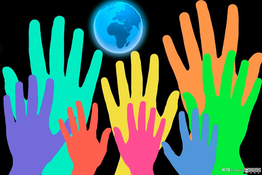 World and hands. Illustration.