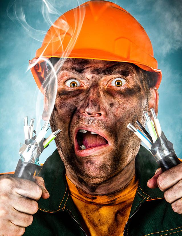 Elektrikar får elektrisk sjokk. Foto.