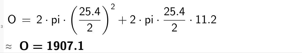 Regne ut overflaten til en sylinder i GeoGebra. Bilde.