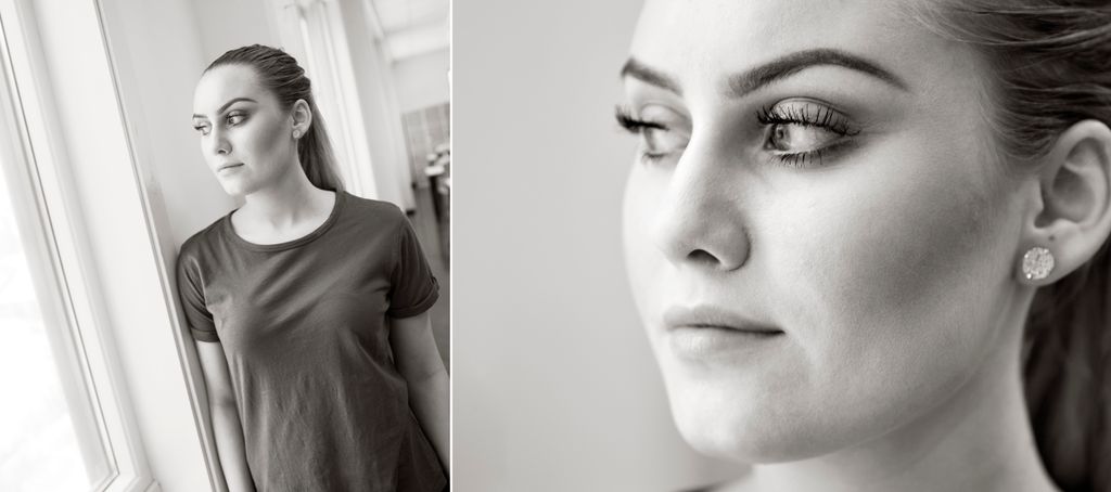 Modell fotografert i vinduslys. Foto.
