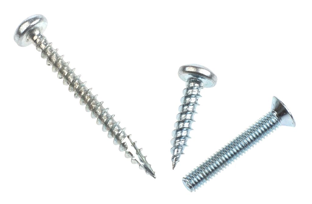 Tre forskjellige skruer. Foto