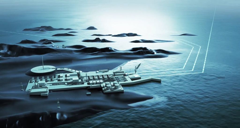 Modell av Nyhamna prosessanlegg. Illustrasjon.