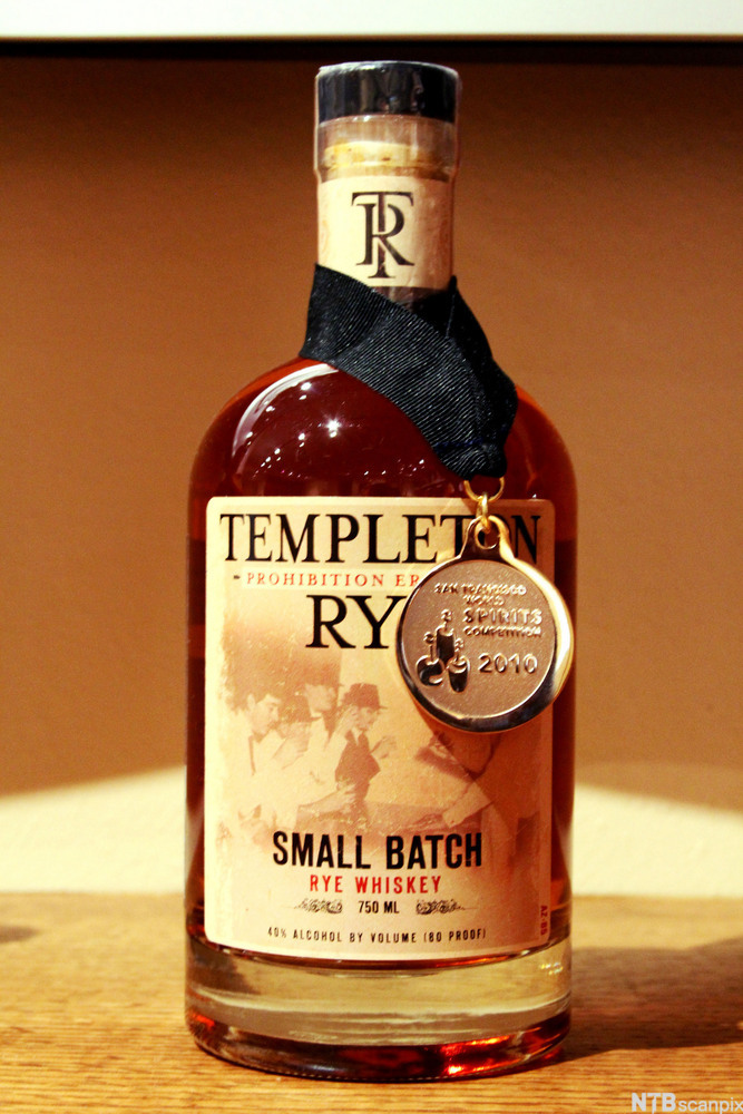 En flaske med Templeton Rye Whiskey. Foto