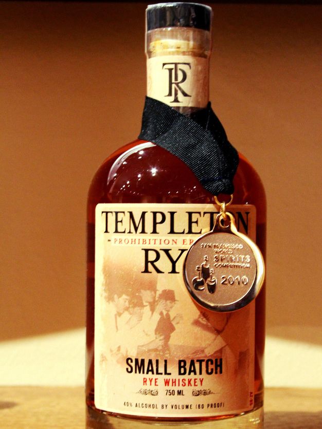En flaske med Templeton Rye Whiskey. Foto
