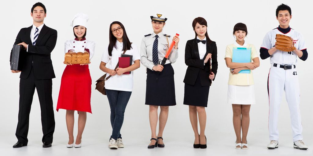 Folk med forskjellige yrker. Foto.