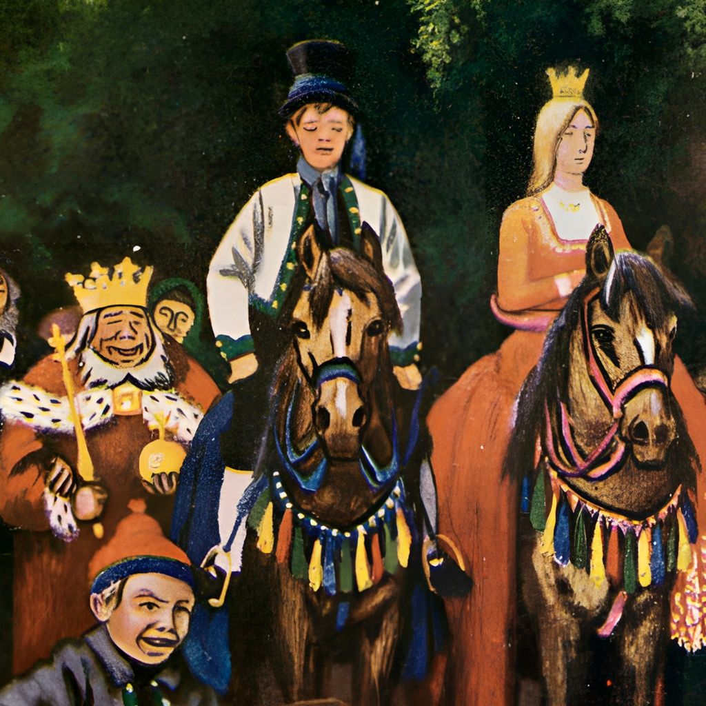 Askeladden har fått prinsessa og halve kongeriket. Maleri.