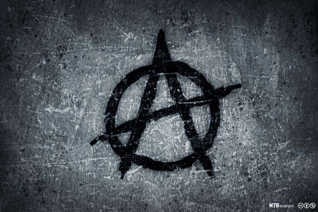 En A i en sirkel, symbolet for anarkisme. Illustrasjon.