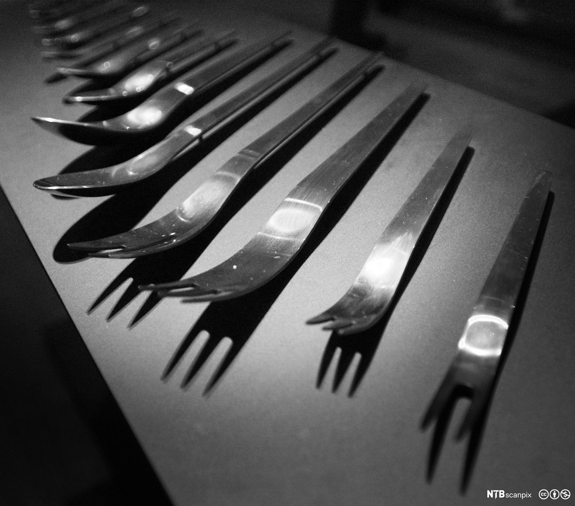 Bestikk i rustfritt stål. Foto.