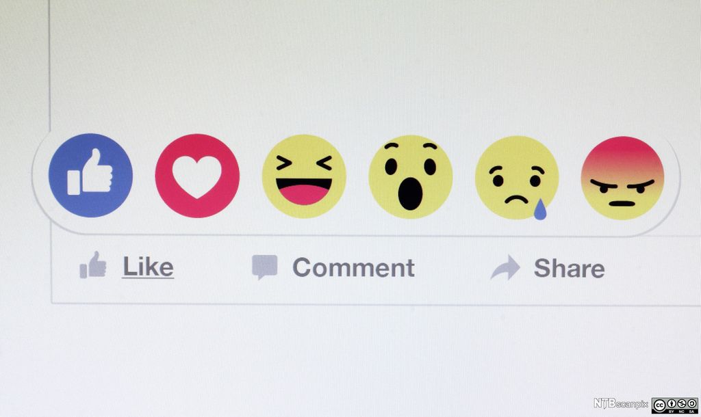 Emoticons viser engasjement på FB. Skjermdump.