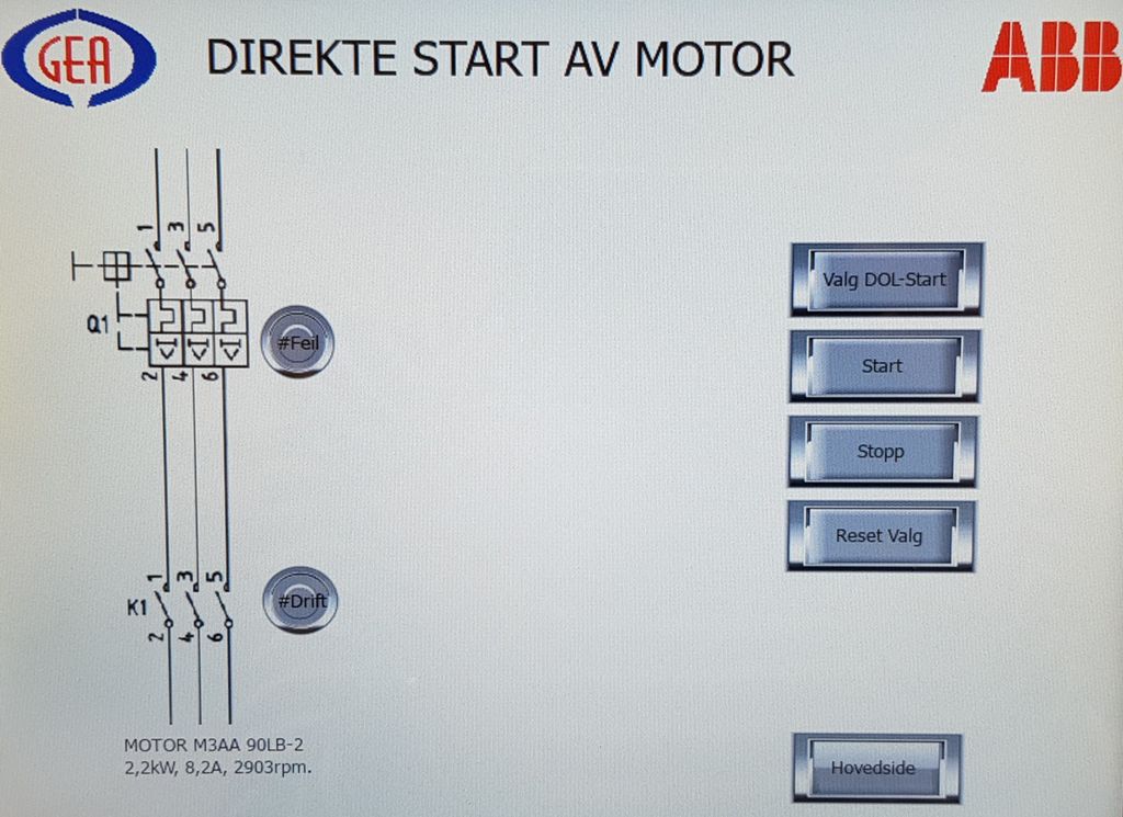 Trykkskjerm med knappar og eit lite skjema. Foto.