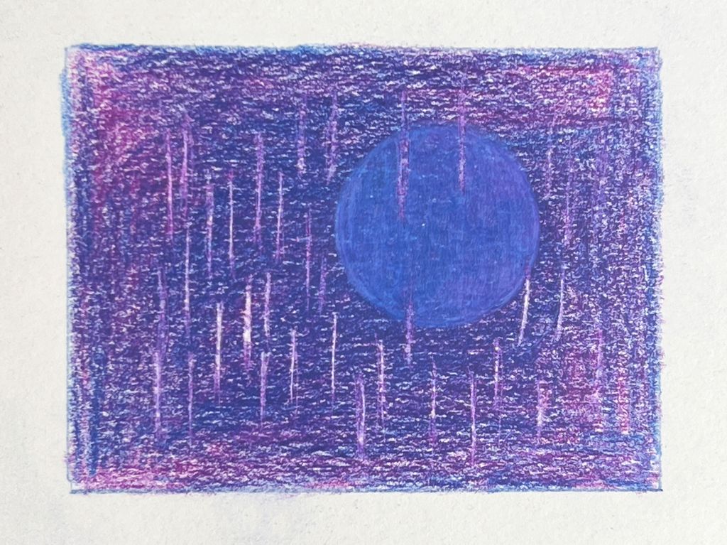 Teikning med fargeblyantar. Illustrasjon.