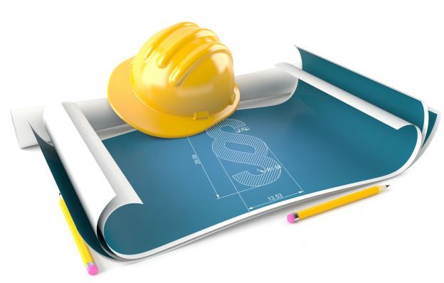 Vernehjelm, paragrafsymbol og tegneutstyr. Illustrasjon.