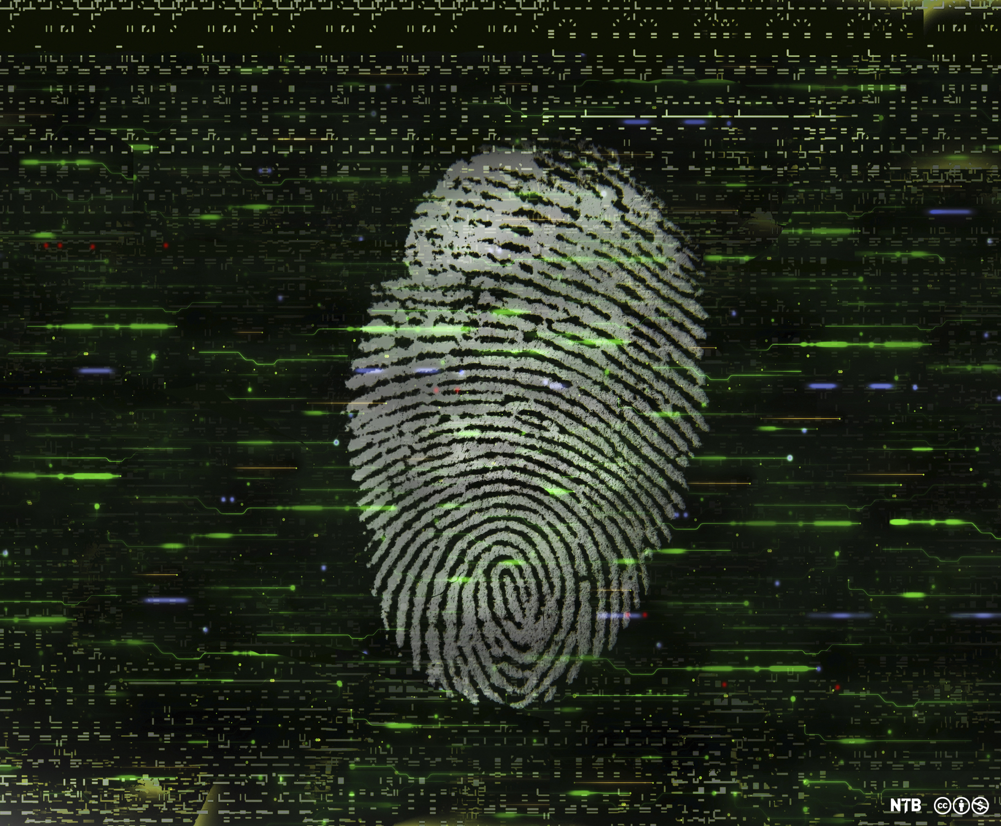 Fingeravtrykk på ein dataskjerm. Illustrasjon.