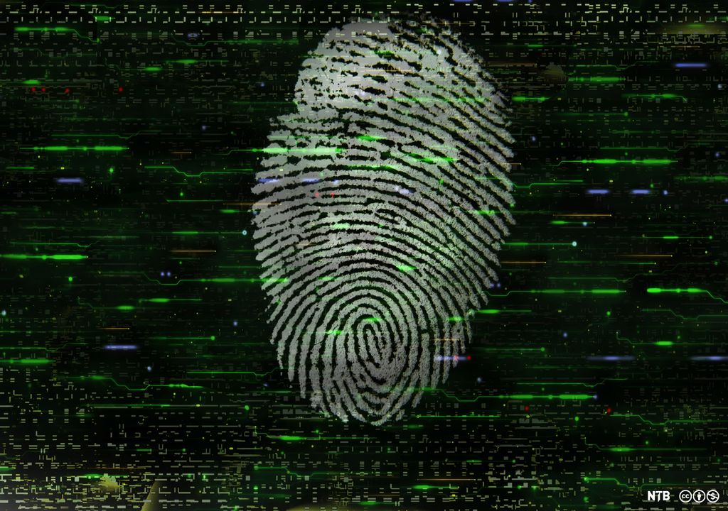 Fingeravtrykk på ein dataskjerm. Illustrasjon.