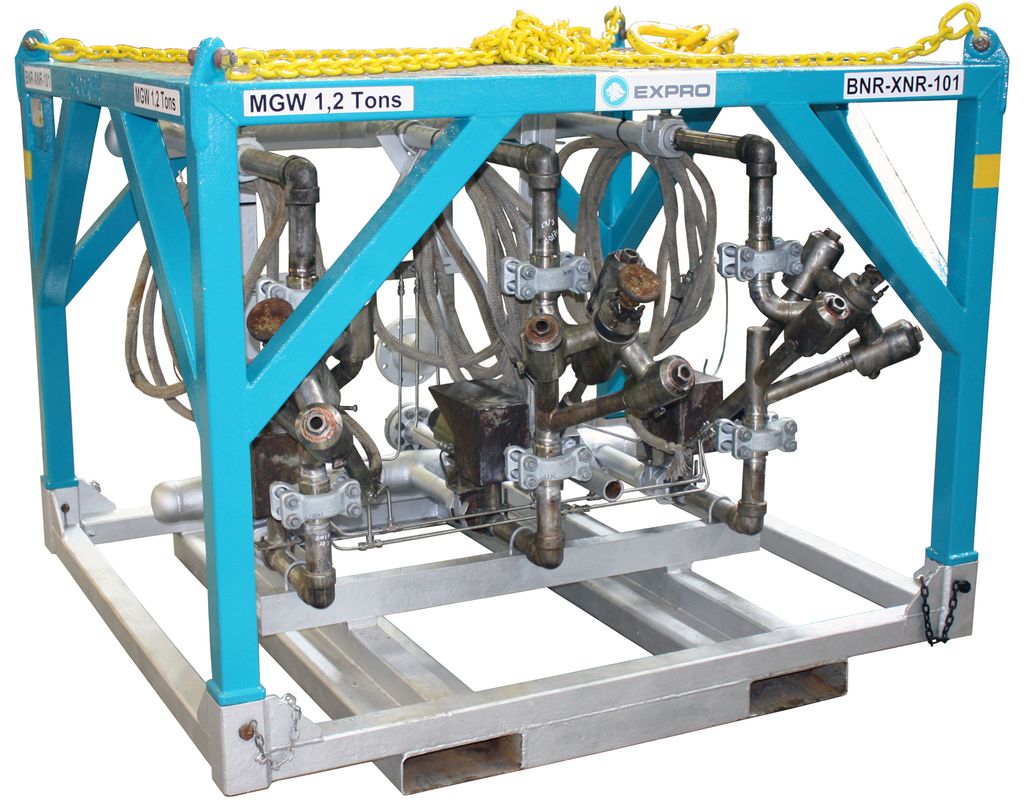 Oljebrenner i transportramme. Foto.