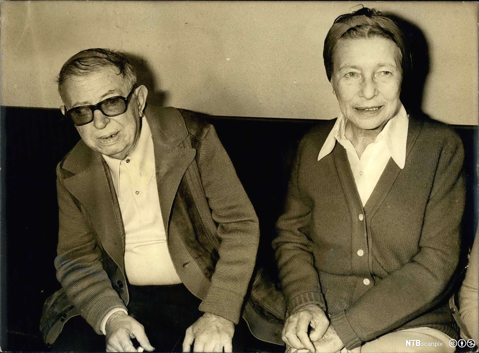 Portrett av Jean-Paul Sartre. Svart-hvitt-foto.