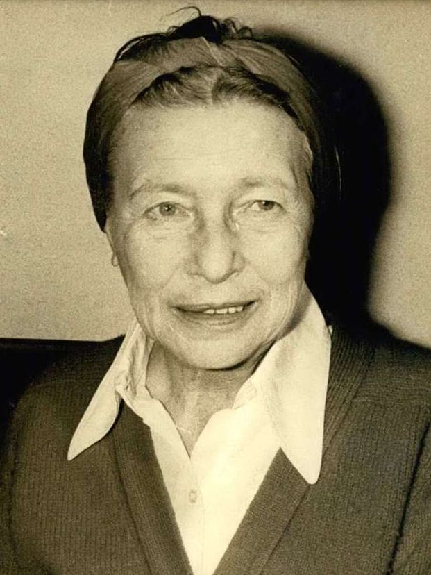 Portrett av Simone de Beauvoir. Svart-hvitt-foto. Foto