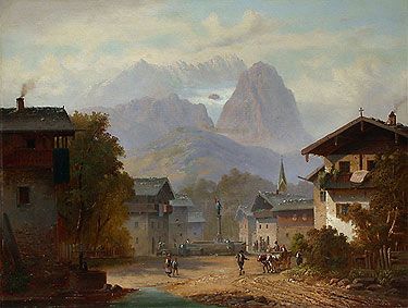 "Ansicht von Garmisch" av Anton Doll. Måleri.