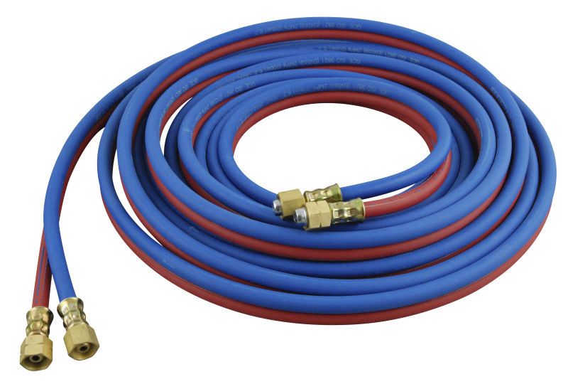 Ein raud og ein blå slange ligg saman i ein kveil. Foto.