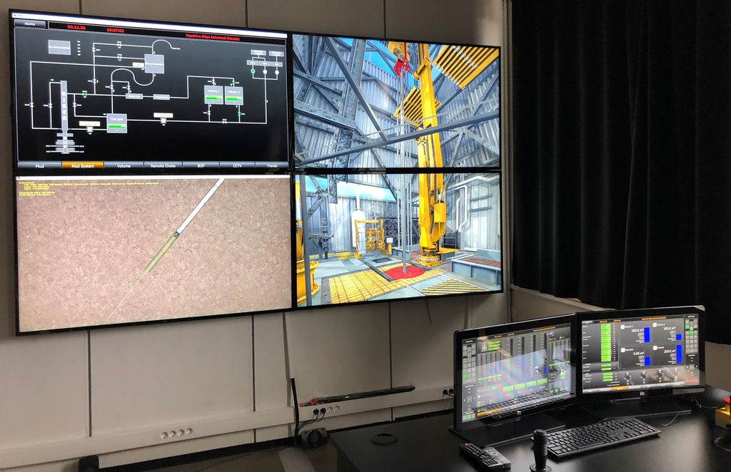 Skjermvisning av digital boresimulator. Foto.