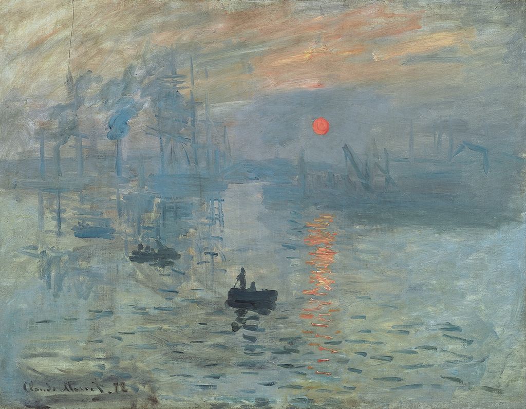 Måleriet *Impression. Soleil levant*, eller *Soloppgang* av Claude Monet. Foto.