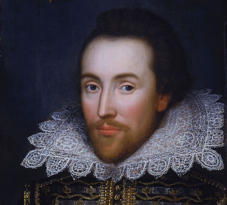 Painting: Portrait of a man in Elizabethan clothes.