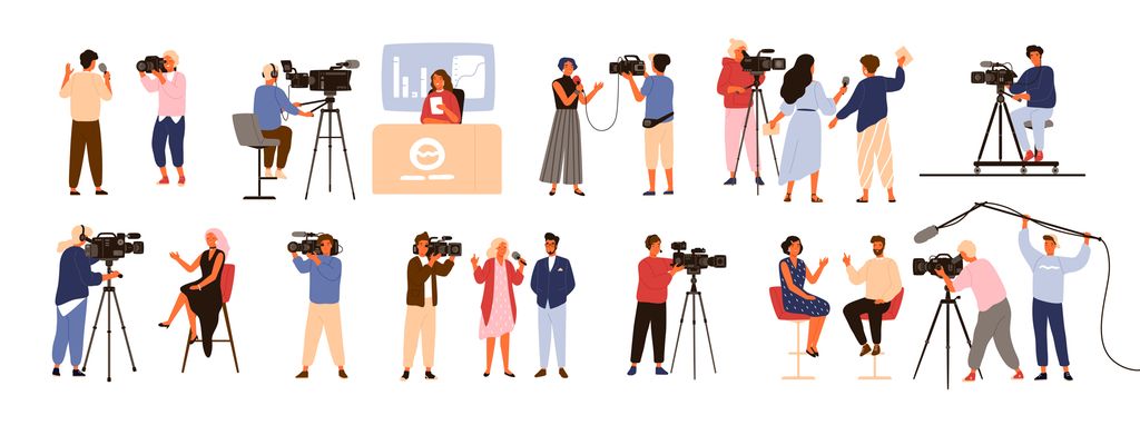 People working in the media. Illustration.