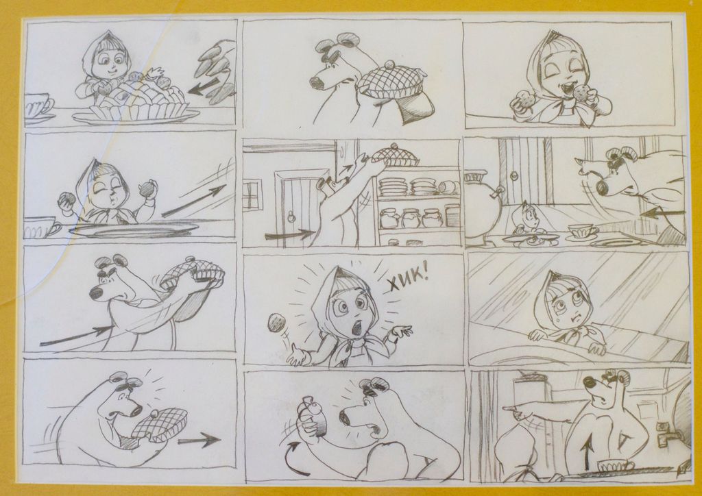 Storyboard for Masha og Mishka. Bilde.