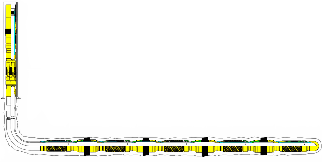Sandfilter installert i brønn med flere soneisoleringspakninger. Illustrasjon.