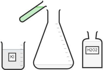 Utstyr som treng som trengs for å lage elefanttannkrem. Illustrasjon.