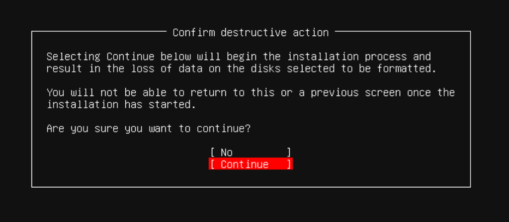 Skjermdump fra installering. Skjermbilde fra Ubuntu Server 20.04.