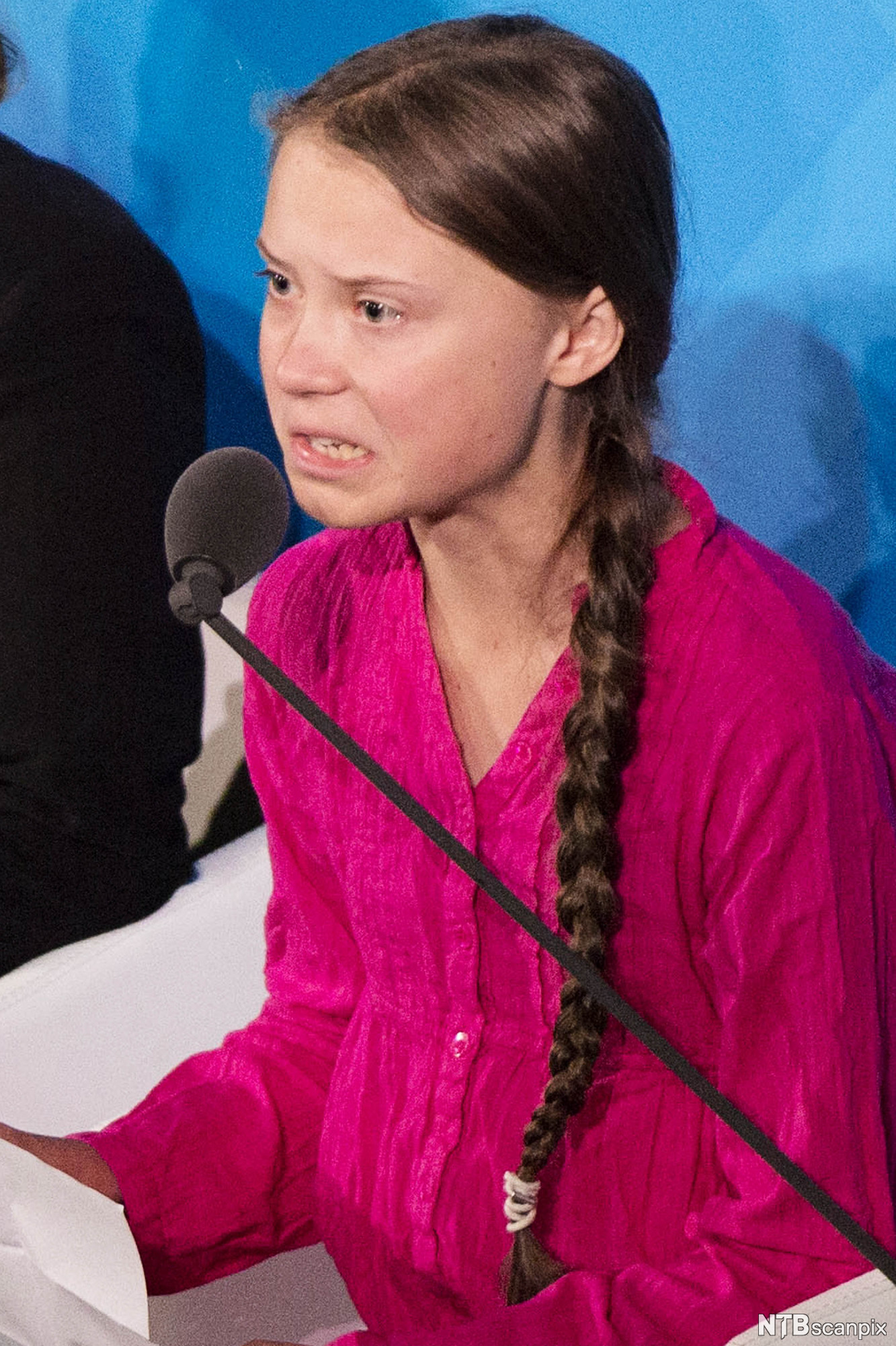 Greta Thunberg held tale i FN. Foto.