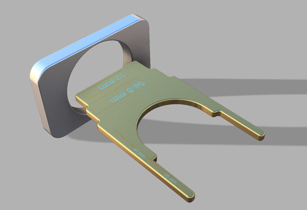 U-formet verktøy som peker mot ei plate med hull i. Illustrasjon.