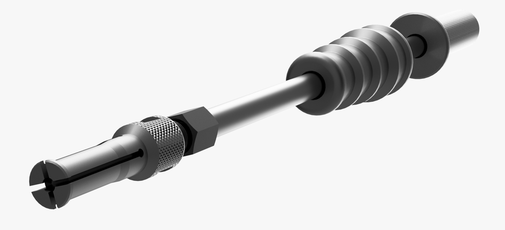 Verktøy bestående av et langt rør med en ekspanderende kile i ene enden og håndtak i den andre enden. Illustrasjon.