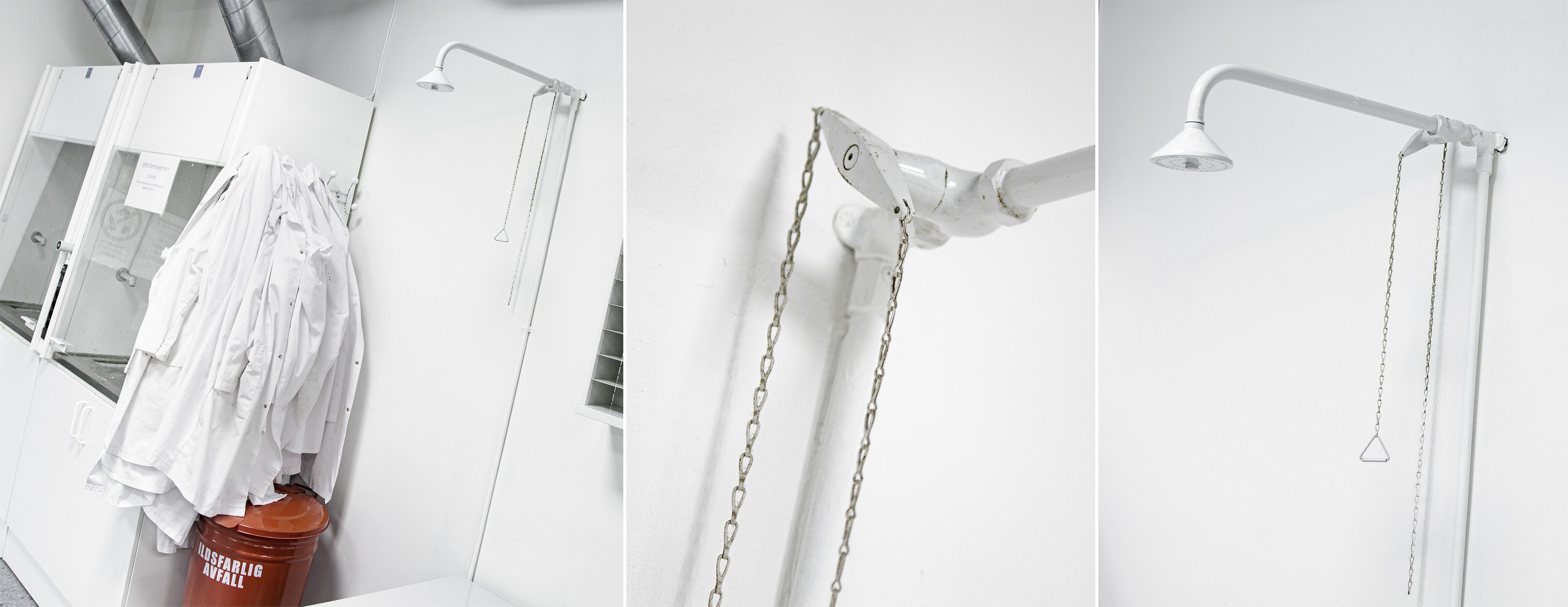 Nøddusj i et kjemirom. Foto.