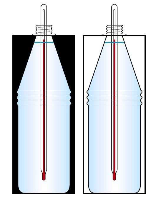 To plastflasker med termometer. Illustrasjon.