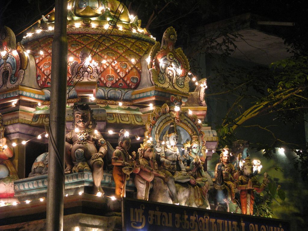 indian shrine decorated with light.
    Photo.