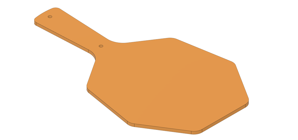 Modell av sekskanta bordtennisrekkert med avrunda kanter. Illustrasjon.