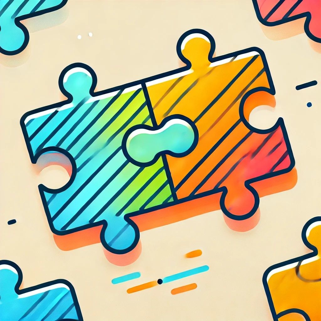 To puslespillbrikker som henger sammen. Illustrasjon.