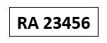 En modell av et bilskilt med symbolene RA 23456. Skjermutklipp. 