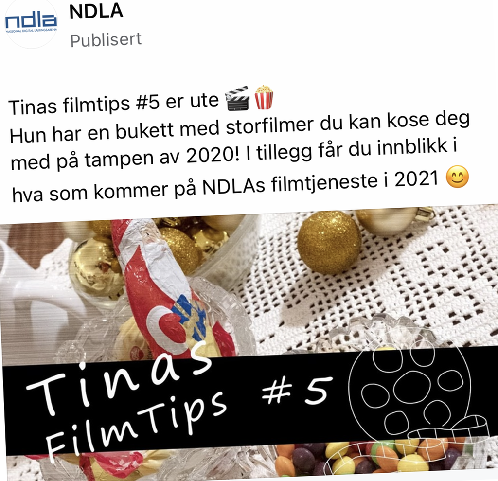Facebook-post der det er nytta emojiar i beskrivinga av eit videoinnlegg. Skjermdump.