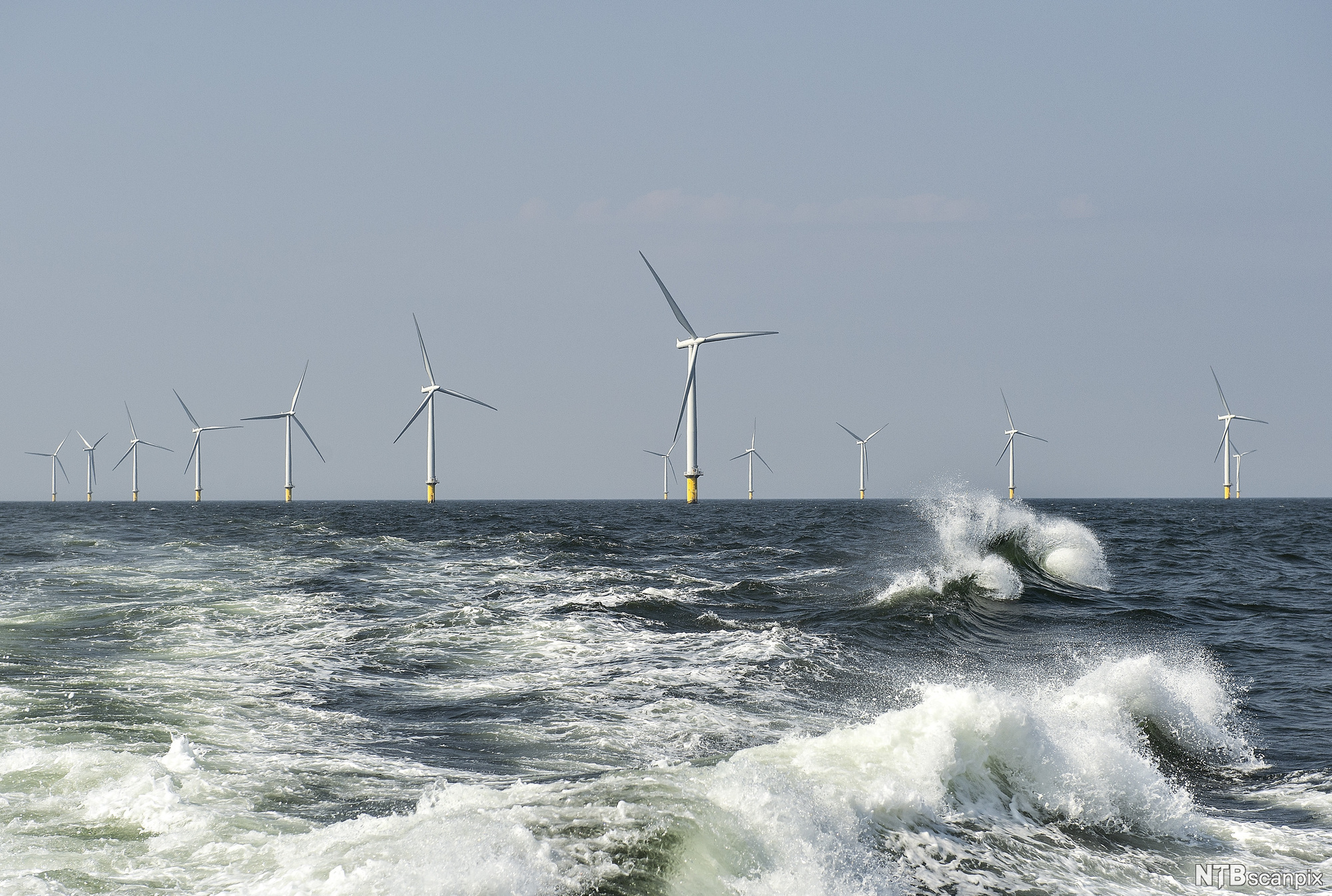 Vindturbiner i havet. Foto.
