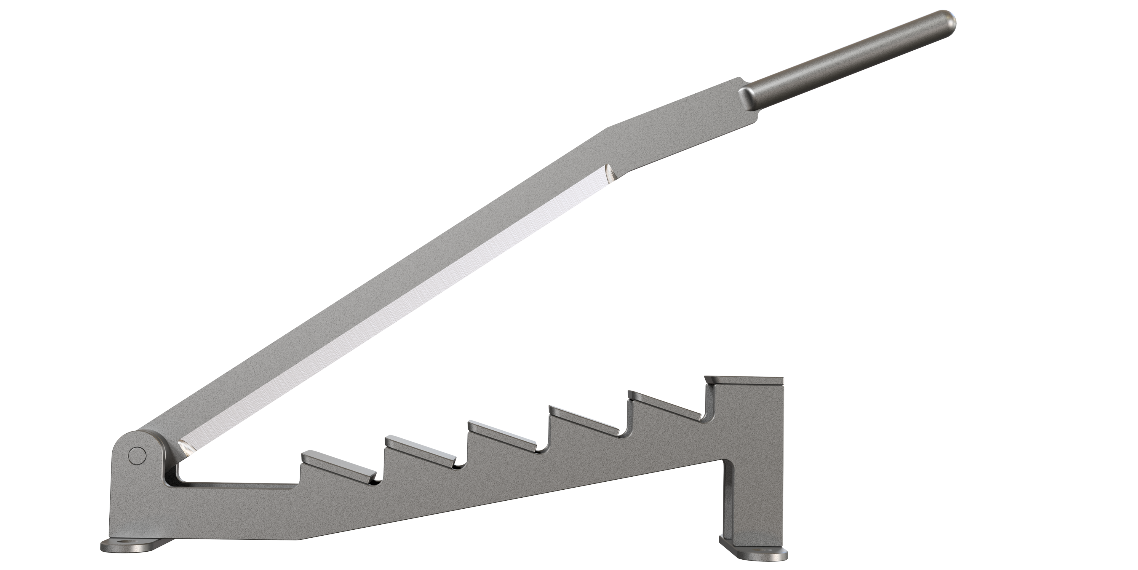 Saksforma verktøy med en del som ser ut som en kniv, og den andre med mothaker. Illustrasjon.