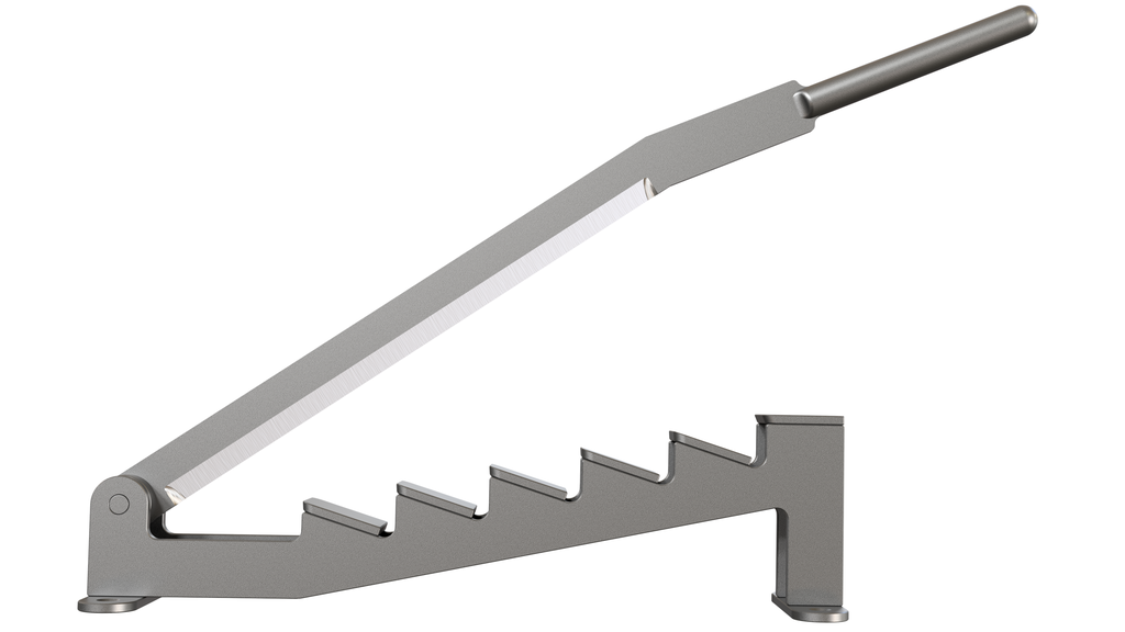 Saksforma verktøy med en del som ser ut som en kniv, og den andre med mothaker. Illustrasjon.